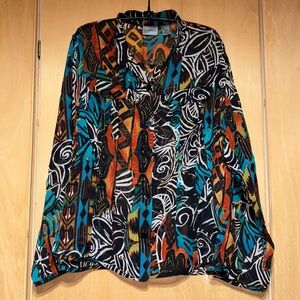 Chico’s Women’s Tailored Silk Sheer Vibrant Blouse.